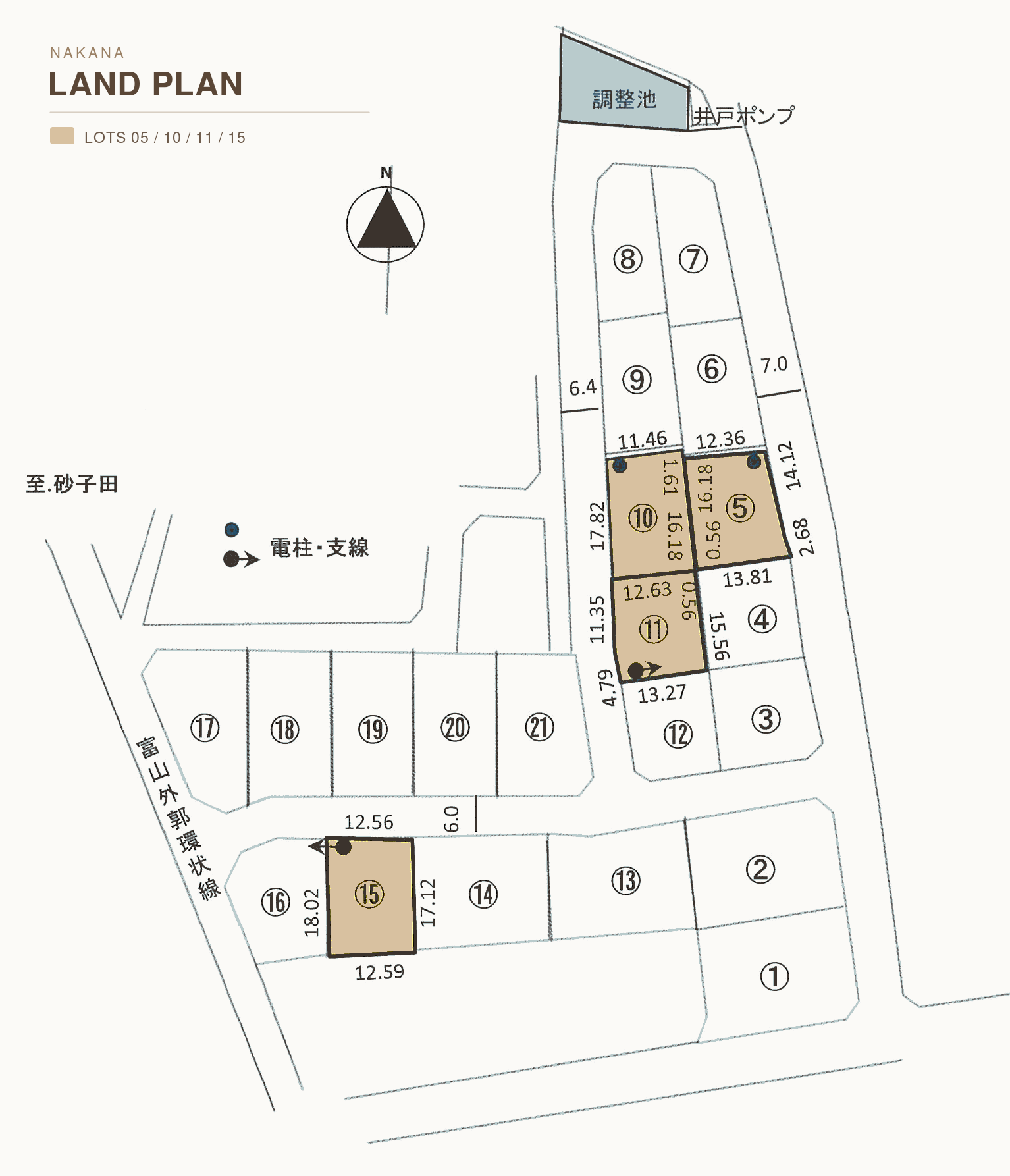 婦中町中名分譲地の区画図
