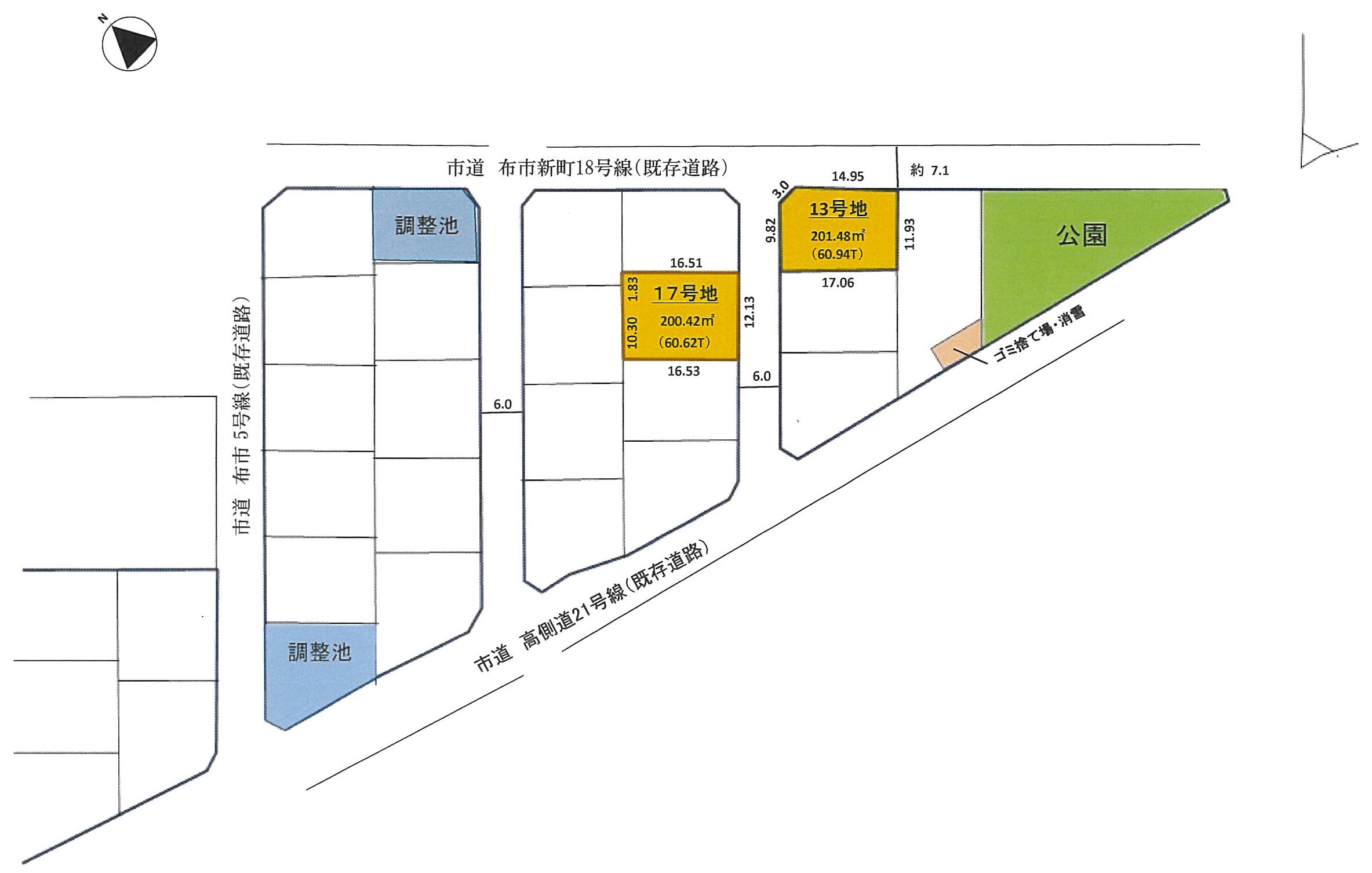 富山市布市分譲地、区画図