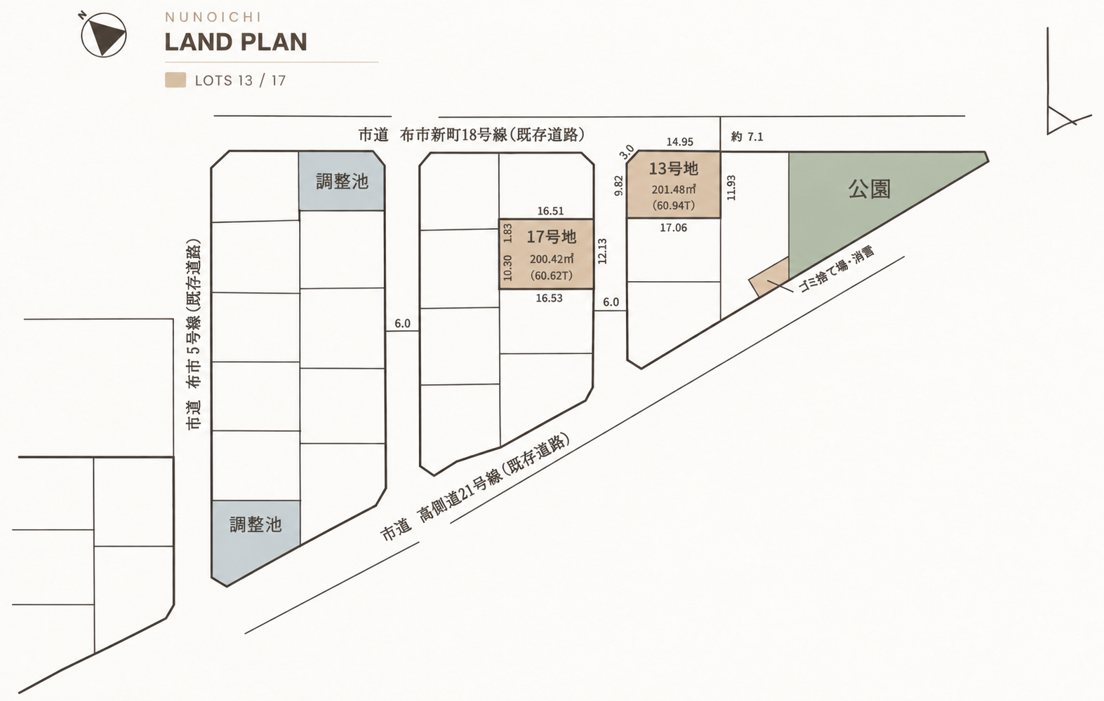 富山市布市分譲地、区画図